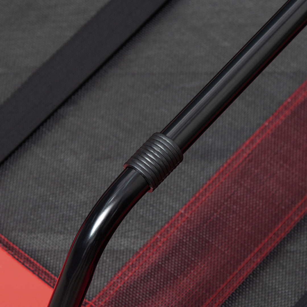 Sammenklappelig højdejusterbar hundeseng til udendørs brug, 122 cm x 92 cm x 23 cm, rød + sort