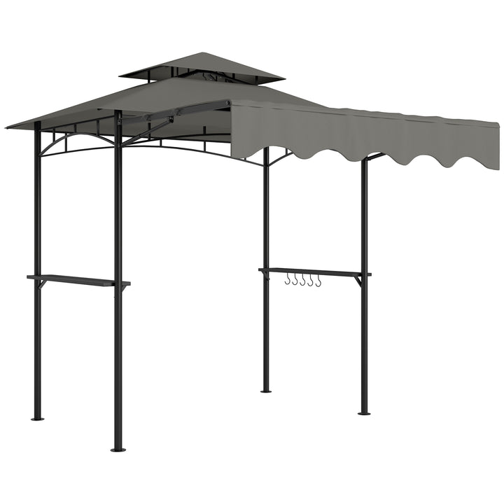 Grillpavillon 242x232x248 cm, vandafvisende, flammehæmmende, havepavillon med dobbeltlagstag, grå