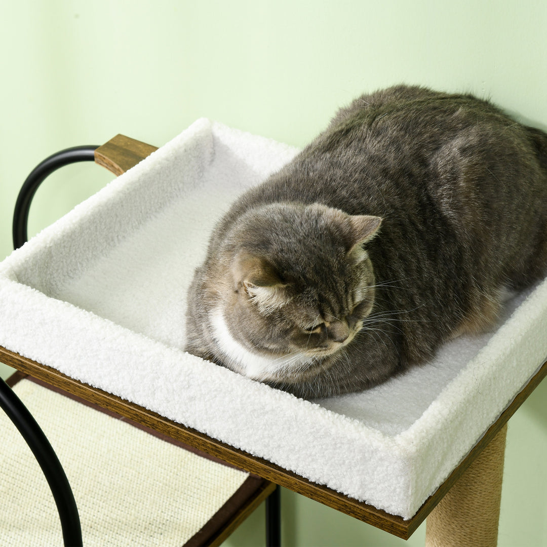 Kradsetræ, 4 niveauer, kattehus, legebold, anti-tippe, 80x40x118,5 cm, brun/hvid