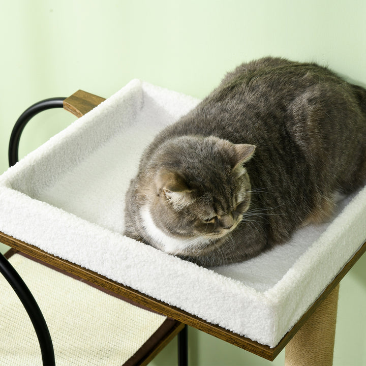 Kradsetræ, 4 niveauer, kattehus, legebold, anti-tippe, 80x40x118,5 cm, brun/hvid