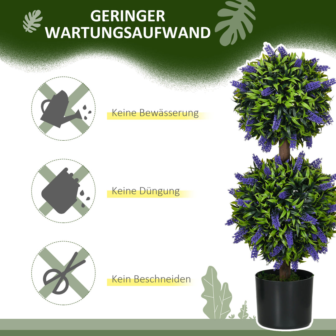 Sæt med 2 kunstige planter, uv-resistent kunstig plante i en urtepotte, 70 cm stueplante til stue, have