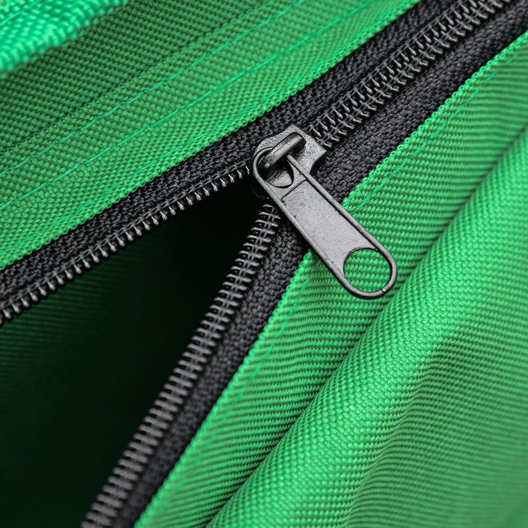 Campingseng, klapseng med sidelomme og kopholder, lasteevne op til 136 kg, stål oxford grøn + sort, 190 x 65 x 40 cm