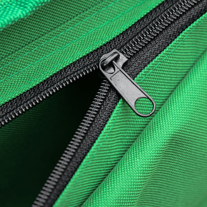 Campingseng, klapseng med sidelomme og kopholder, lasteevne op til 136 kg, stål oxford grøn + sort, 190 x 65 x 40 cm