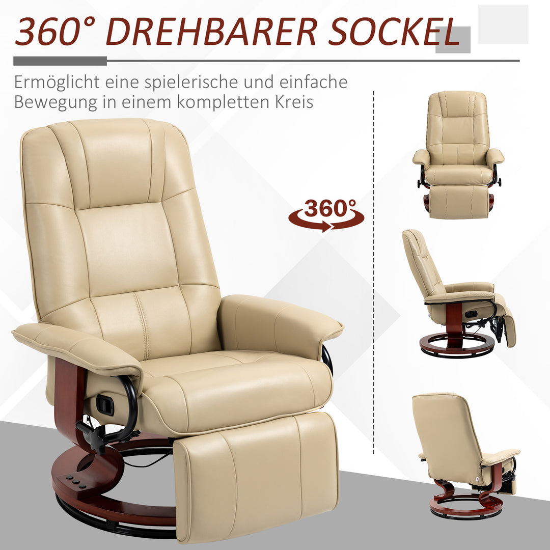 Lænestol med justerbar hældning, med hældningsfunktion, op til 120 kg, kunstlæder, 78 x 87 x 100 cm, cremefarvet