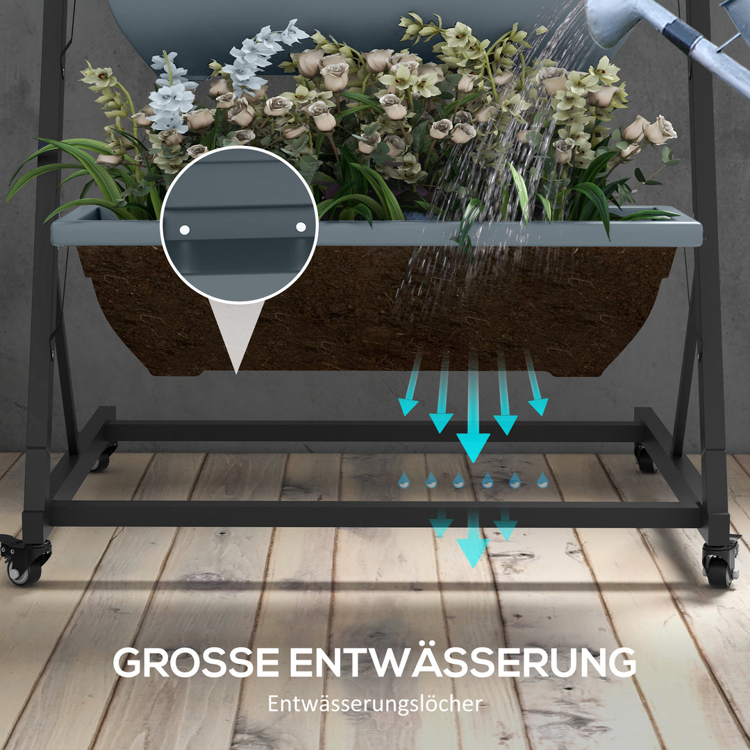 Plantestativ, blomsterstativ, plantehylde, stabelbar, vejrbestandig, 65 x 67 x 145 cm, grå + sort
