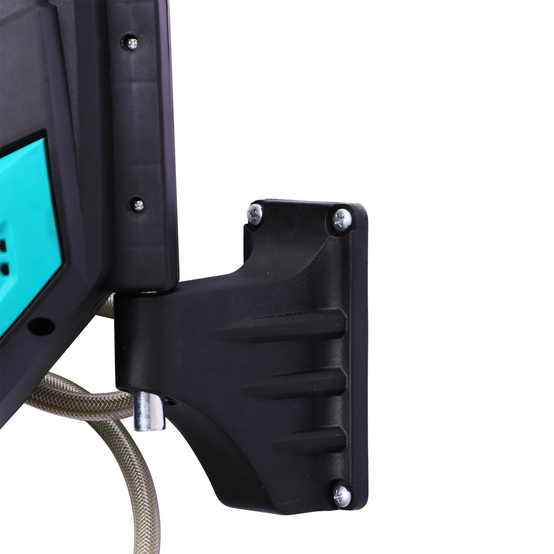 Vægmonteret slangeopruller, 180° drejelig med multibruser, frostbeskyttelse -5–45°c, plast, grøn + sort, 15 m