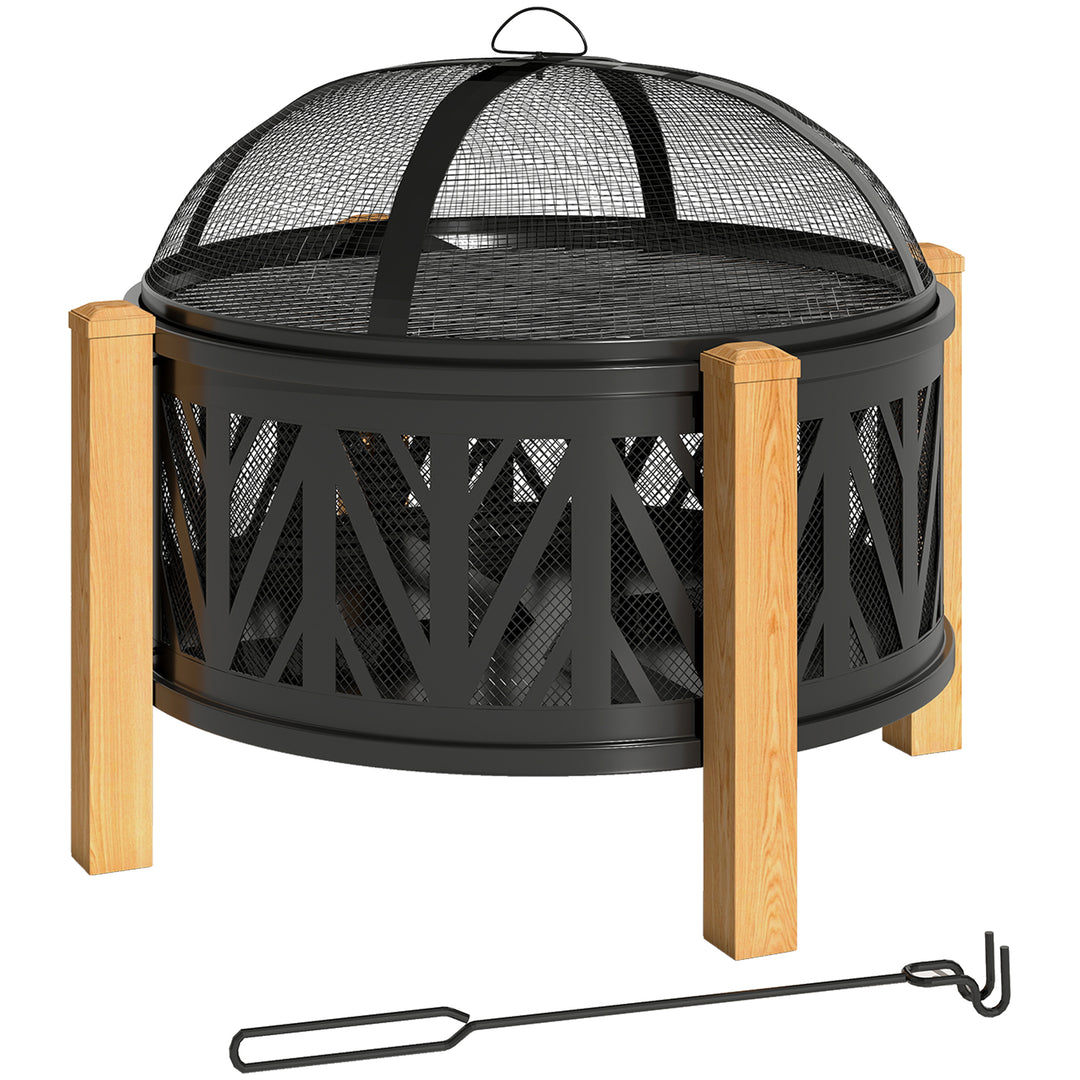 2-i-1 bålfad Ø75 x 58 cm bålsted med gnistnet, poker, grillrist, sort