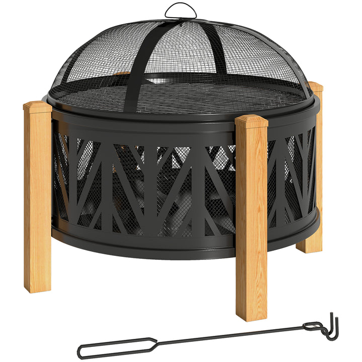2-i-1 bålfad Ø75 x 58 cm bålsted med gnistnet, poker, grillrist, sort