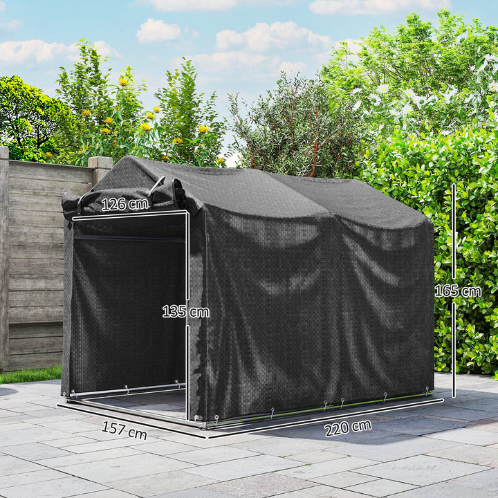 Garagetelt, vandtæt garagetelt med dør, UV-bestandig, 220 x 157 x 165 cm, sort