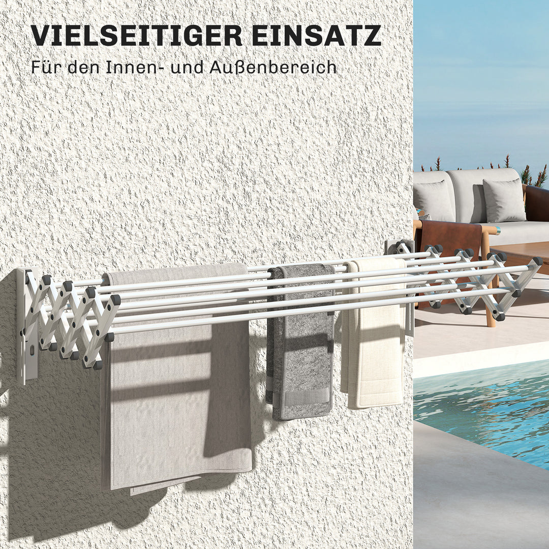 Håndklædetørrer, aluminium, justerbar, til indendørs og udendørs brug, sølv