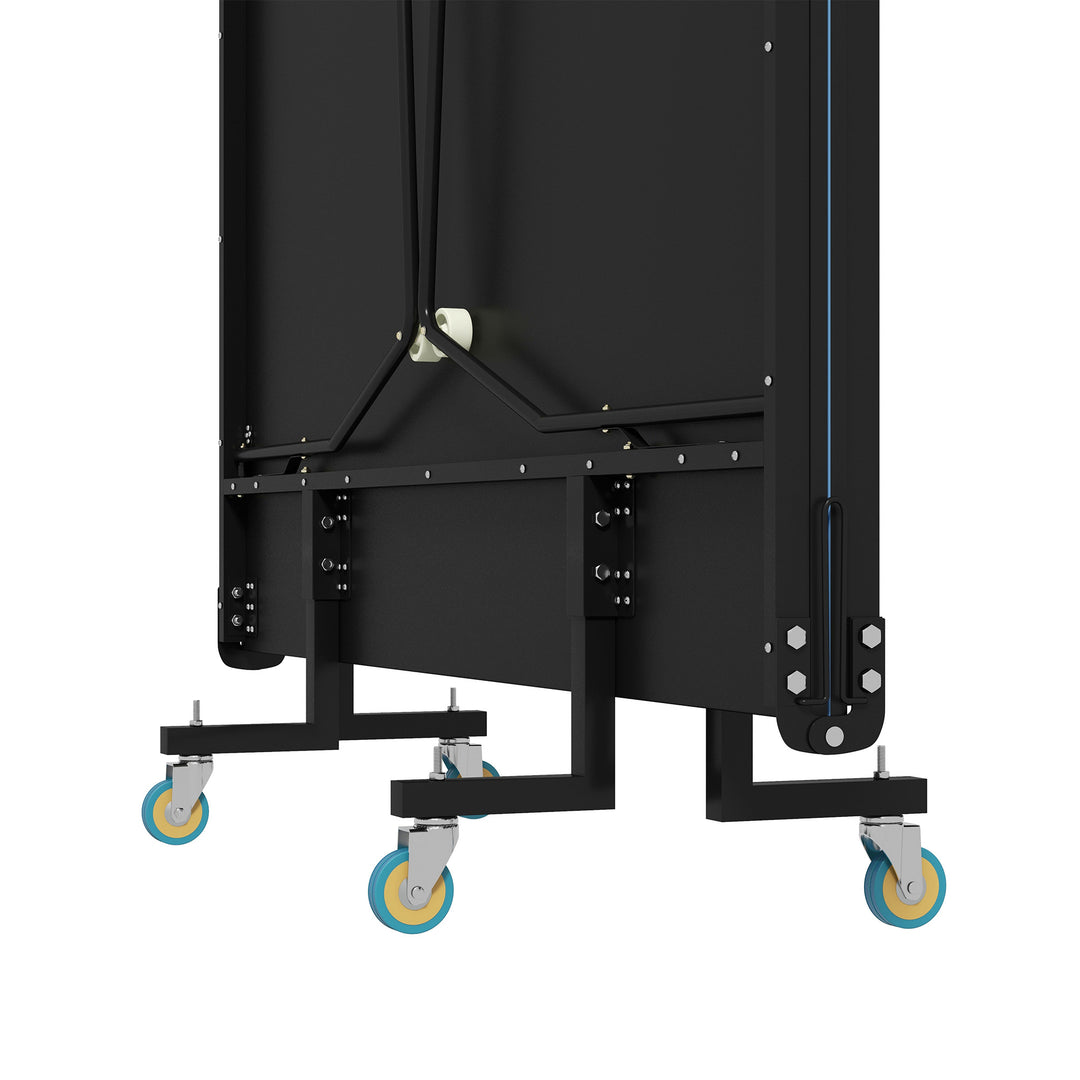 Bordtennisbord, foldbart, 8 hjul, pulverlakeret stålramme, mdf, 274 x 152,5 x 76 cm, sort