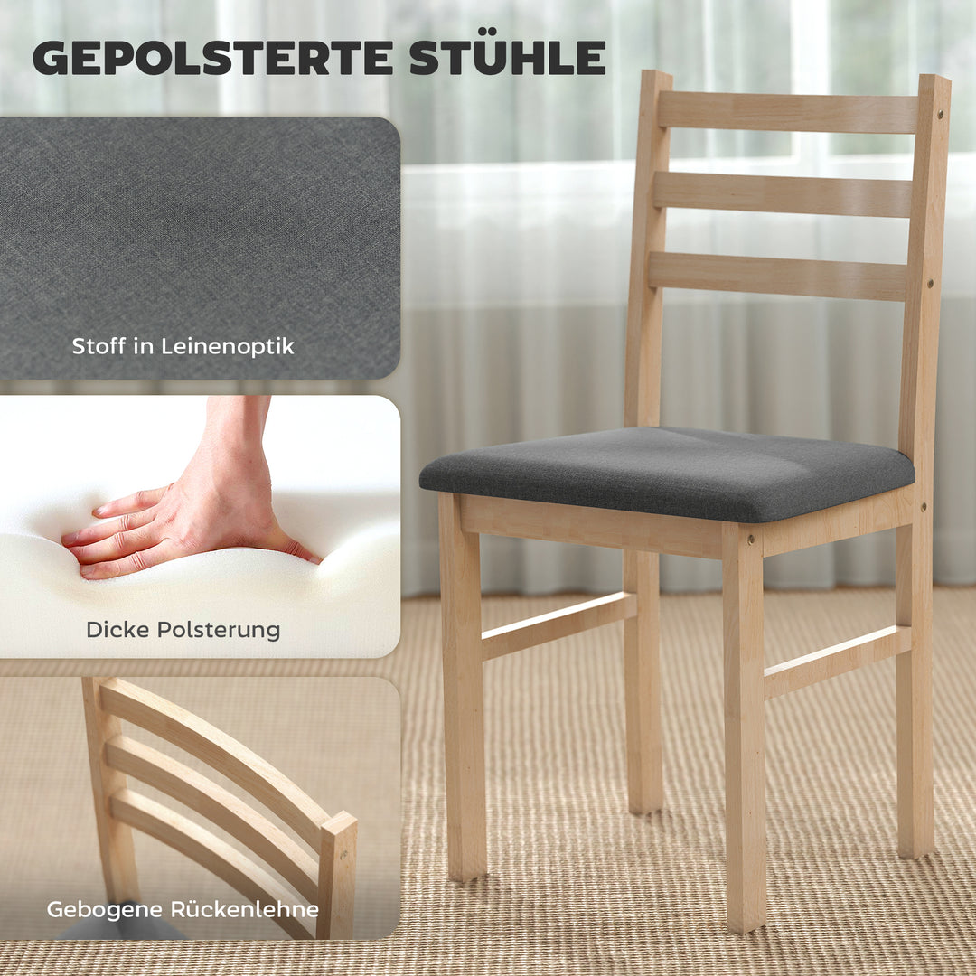 K3-delt spisebordsæt med 2 stole, køkkenbord til kompakte rum, polstrede stole, pladsbesparende, mdf, naturtræ