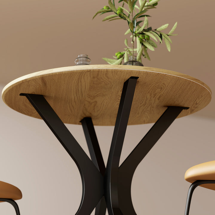 Spisebord, køkkenbord, rundt bord, moderne design, 78 cm x 78 cm x 75 cm, naturtræ