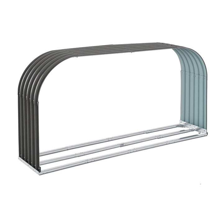 Brændereol i træ, vejrbestandigt stål, 212 cm x 46 cm x 112 cm, grå