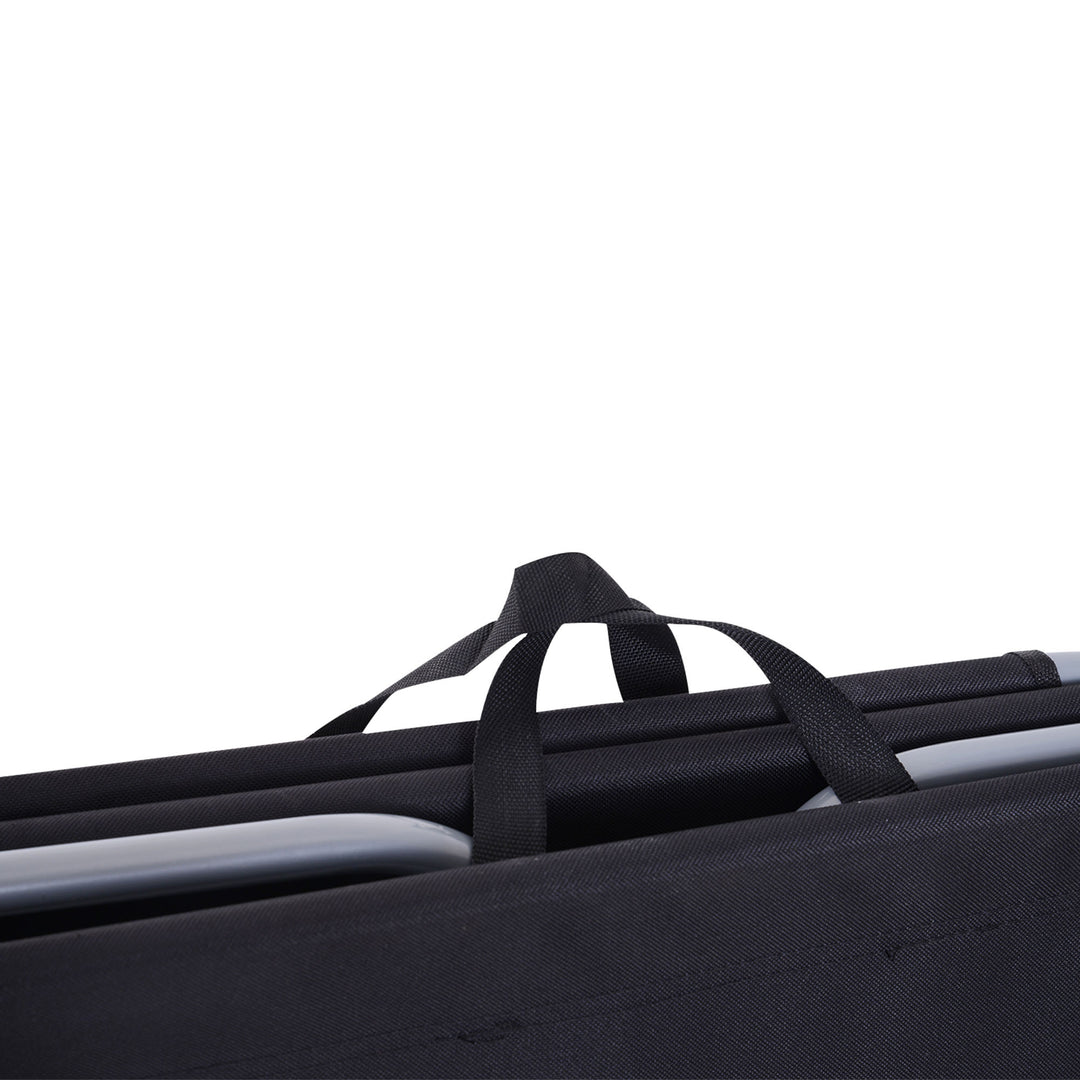 Solseng, foldbar, justerbar ryglæn, rustfri metalramme, 187 x 55 x 24 cm, sort
