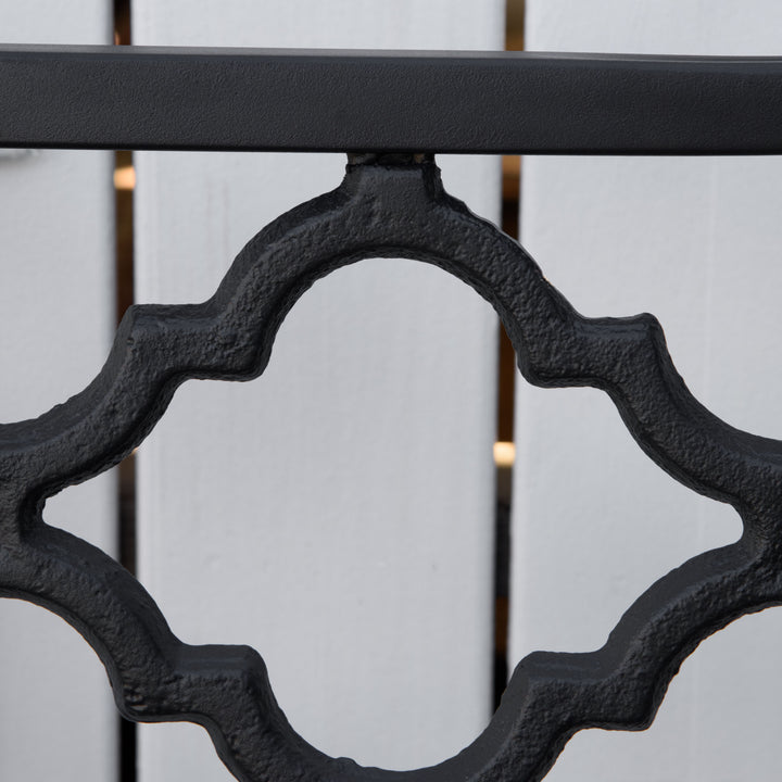 2-personers havebænk, parkbænk af metal, bænk op til 240 kg, terrassebænk med ryglæn og armlæn, havemøbler, støbejern, sort, 128 x 58,5 x 89 cm