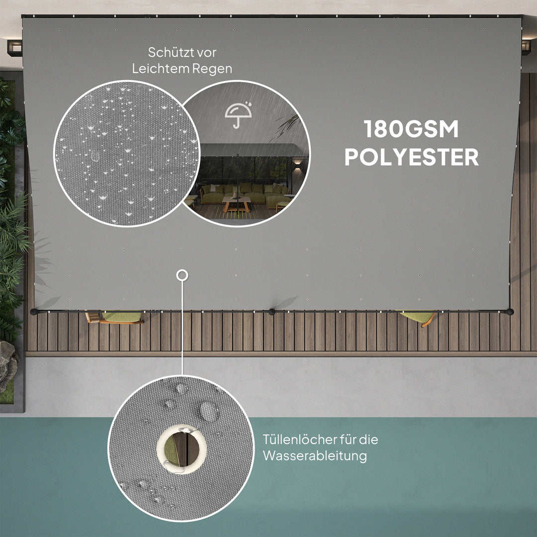 3 X 5 m pergola, fleksibelt havetag med vandtæt presenning og metalramme, skygge, mørkegrå