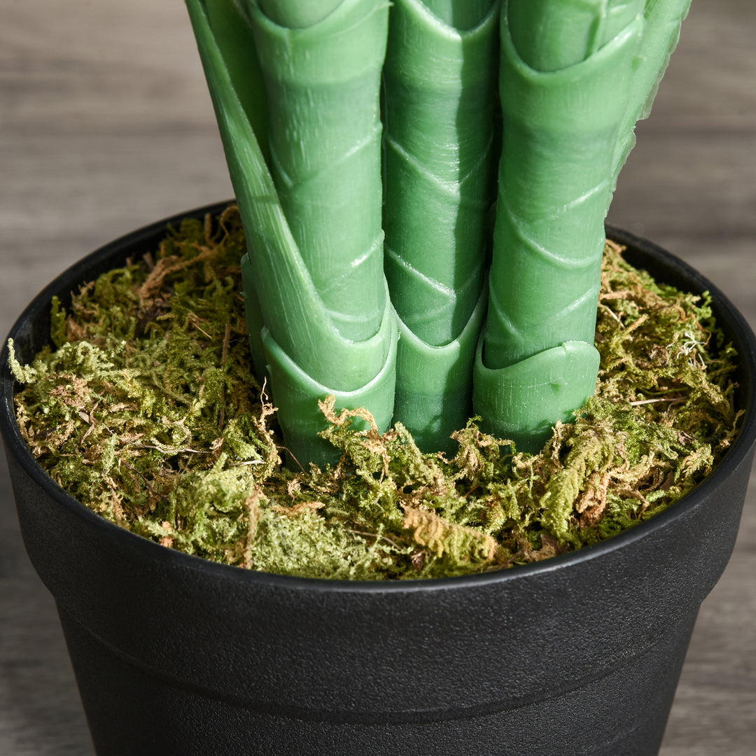 Kunstig palme, 125 cm høj, kunstig plante med 18 palmeblade i en potte til stue eller altan