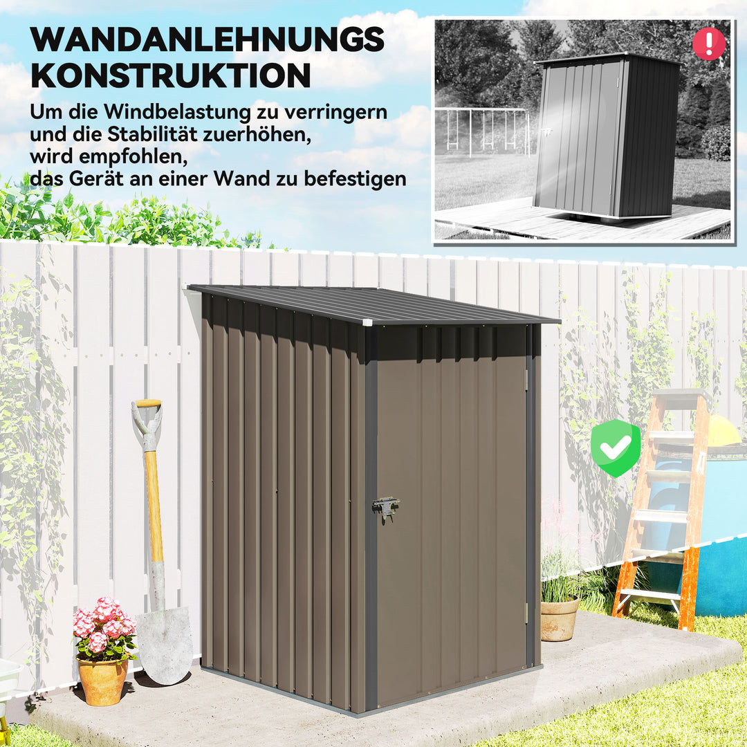 Stålredskabsskur 100 x 103 x 160 cm brun