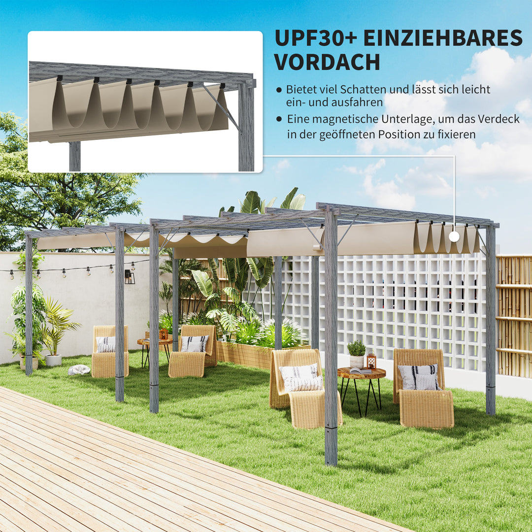 3 X 3 m havepergola, justerbart terrassetag, aluminiumsramme, upf 30+ solbeskyttelse, grå