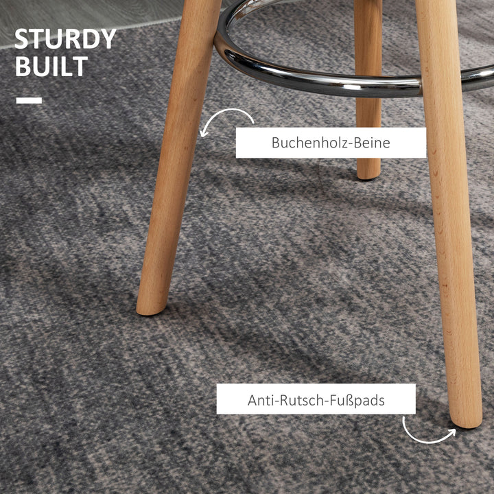 Sæt med 2 barstole, skandinavisk design, fodstøtte, 38,5 cm x 42,5 cm x 91 cm, natur + hvid