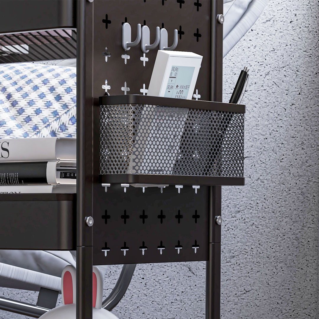 Køkkenvogn til flere formål, 3 hylder, 4 hjul, 53,5 cm x 30,5 cm x 75 cm, sort