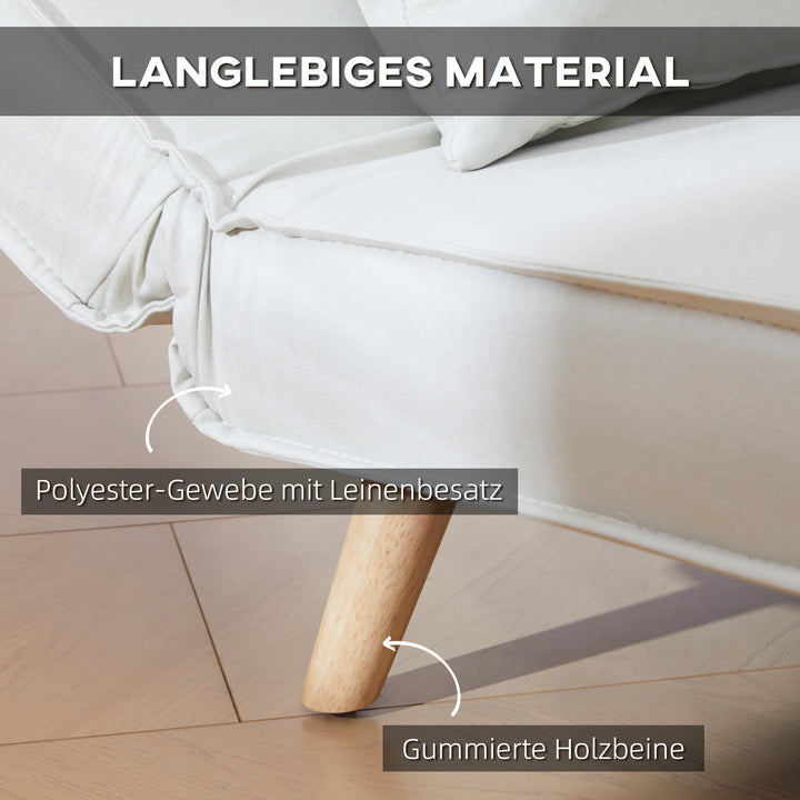 Enkelt sovesofa sovesofa foldsofa justerbar ryglæn liggestol nordisk skandinavisk 25d skum hushør imiteret grantræ cremehvid 94 x 78 x 80 cm