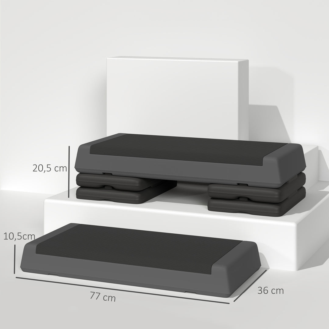 Højdejusterbar fitness stepper, skridsikker, egnet til hjemmet, fitnesscentret eller kontoret, plastik, grå