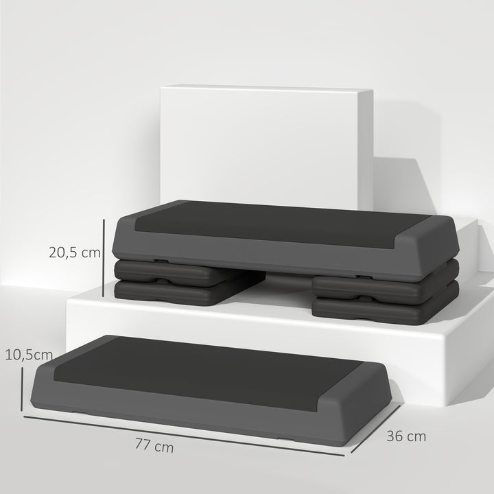 Højdejusterbar fitness stepper, skridsikker, egnet til hjemmet, fitnesscentret eller kontoret, plastik, grå