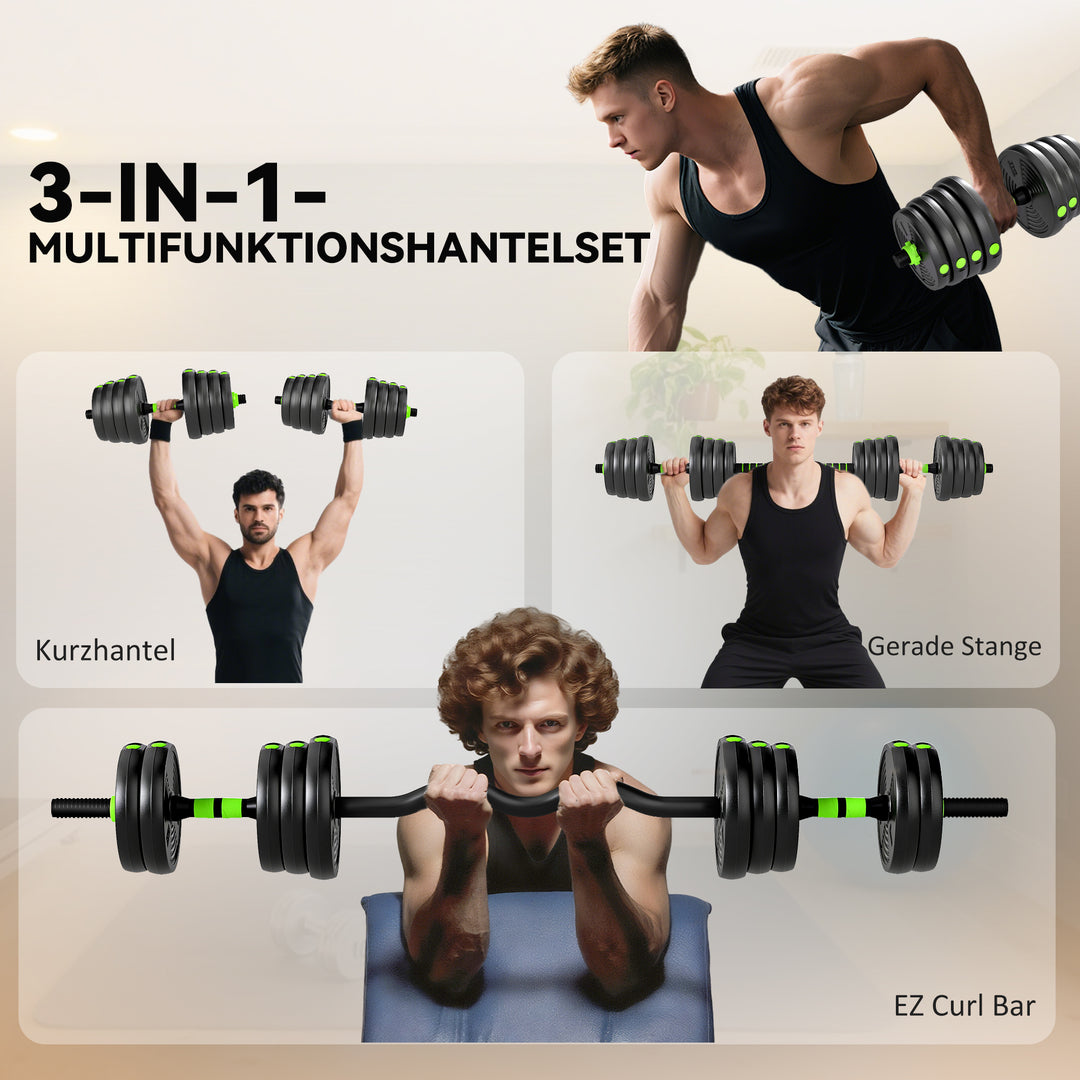 Justerbart håndvægtsæt 30 kg, håndvægtsæt, vægtstænger, vægttræningssæt