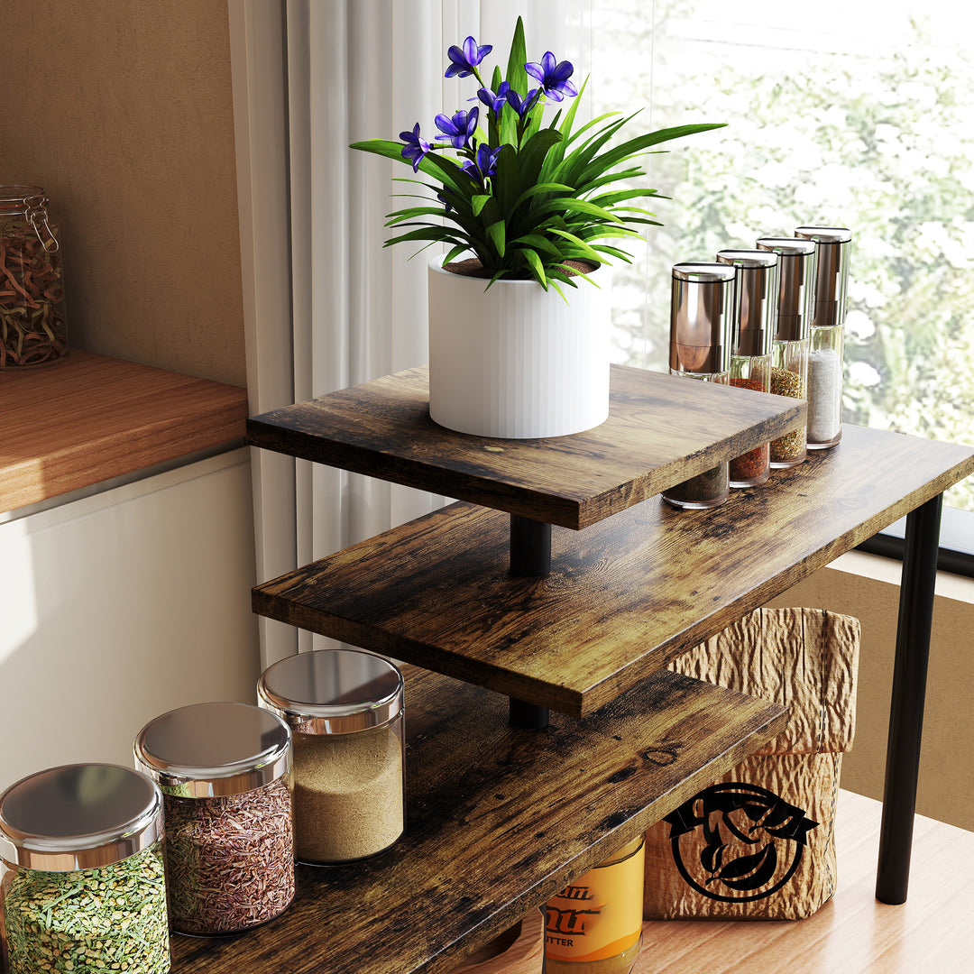 Køkkenhylde, roterende mikrobølgeovnshylde med 3 niveauer, industriel stående metalhylde, 40 x 18 x 36,5 cm