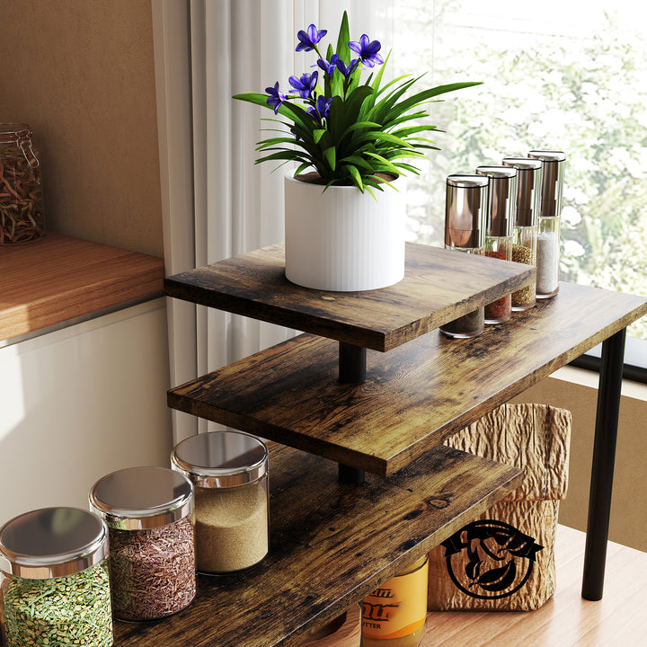 Køkkenhylde, roterende mikrobølgeovnshylde med 3 niveauer, industriel stående metalhylde, 40 x 18 x 36,5 cm