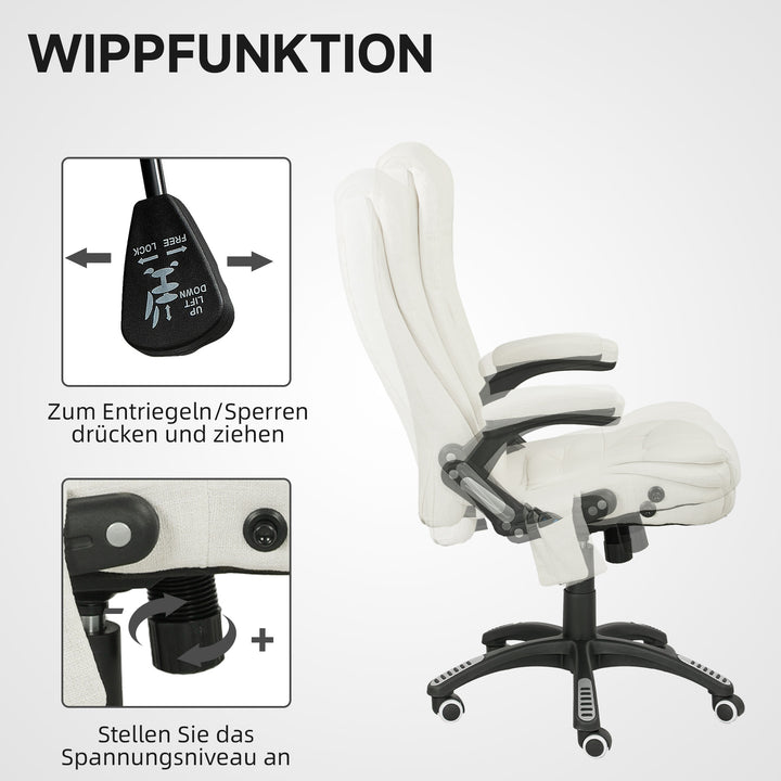 Ergonomisk kontorstol med massagefunktion, 68 x 72 x 110-120 cm, cremehvid