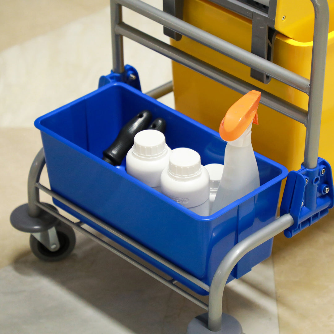 Rengøringsvogn, moppevogn, 25 l kapacitet, 4 hjul, plastik, gul