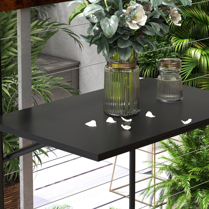Balkonbord, til gelændere 6-15 cm tykt, justerbart, foldbart, rustfri metal, 62x60x85,5 cm, sort
