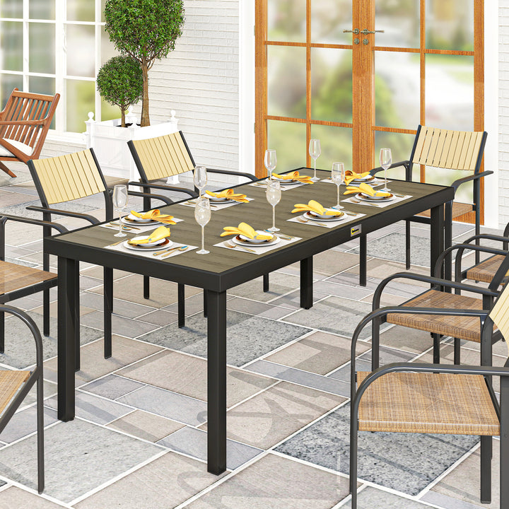 Havebord til 8 personer, udendørsbord, loungebord, vejrbestandigt, 190 x 90 x 74 cm, naturtræ