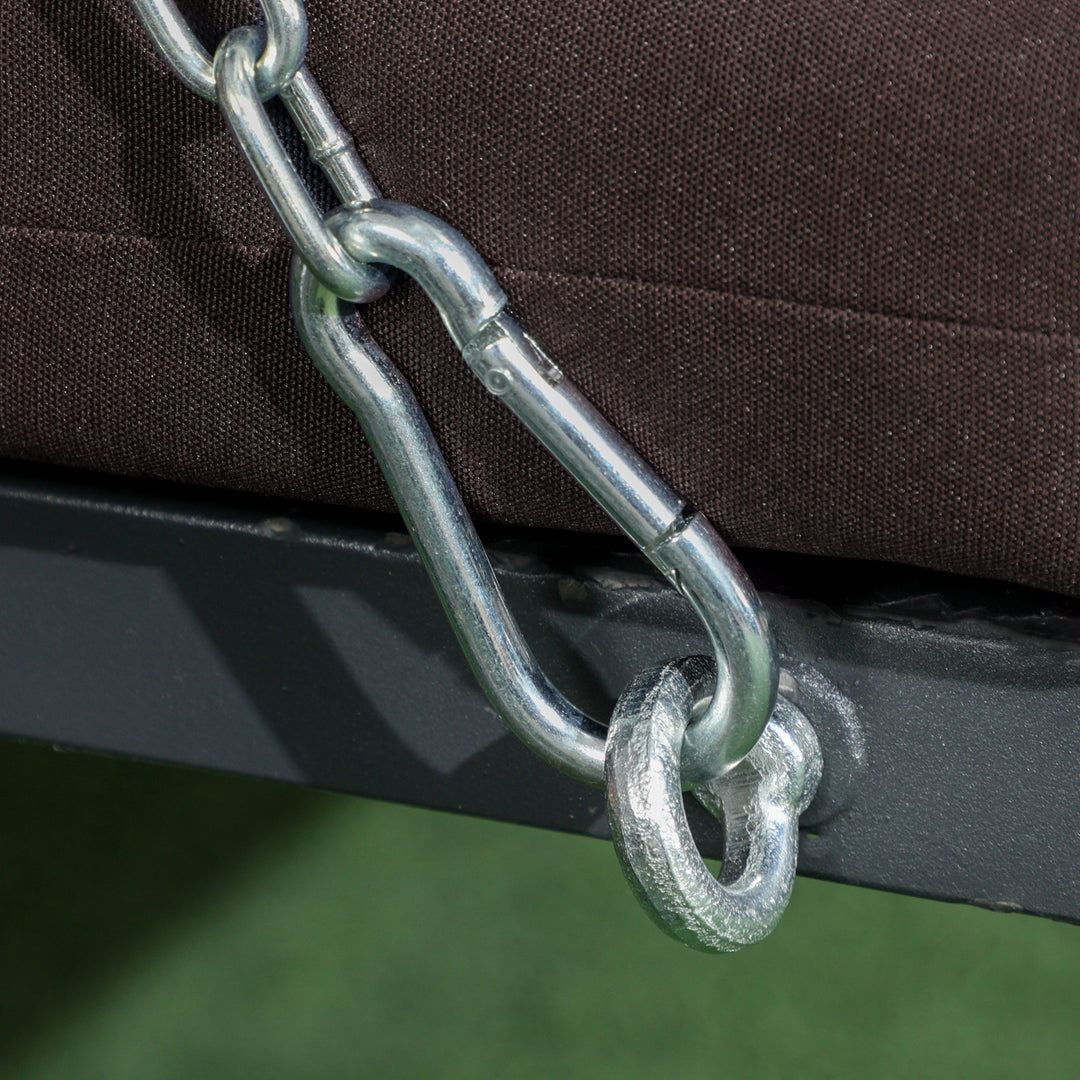 3-Personers gynge med justerbar baldakin, op til 270 kg, brun, 198 x 118 x 168 cm