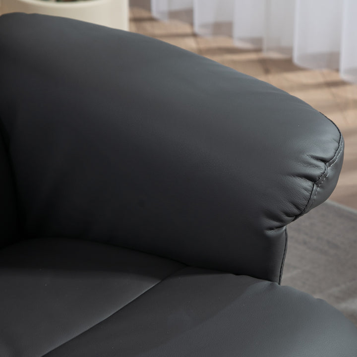 Lænestol med fodskammel, 145° lænelæn, 360° drejelig, kunstlæder, mørkegrå