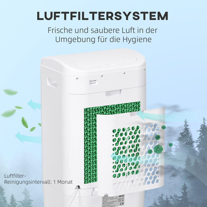 Luftkøler, klimaanlæg, 3 tilstande, 7,5-timers timer, mobil, plastik, hvid