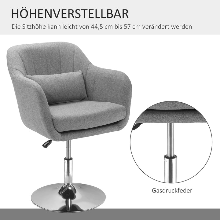 Arbejdsskammel drejeskammel op til 136 kg, højdejusterbar, hørlignende polyester, stål, grå, 60 x 60 x 79-91 cm