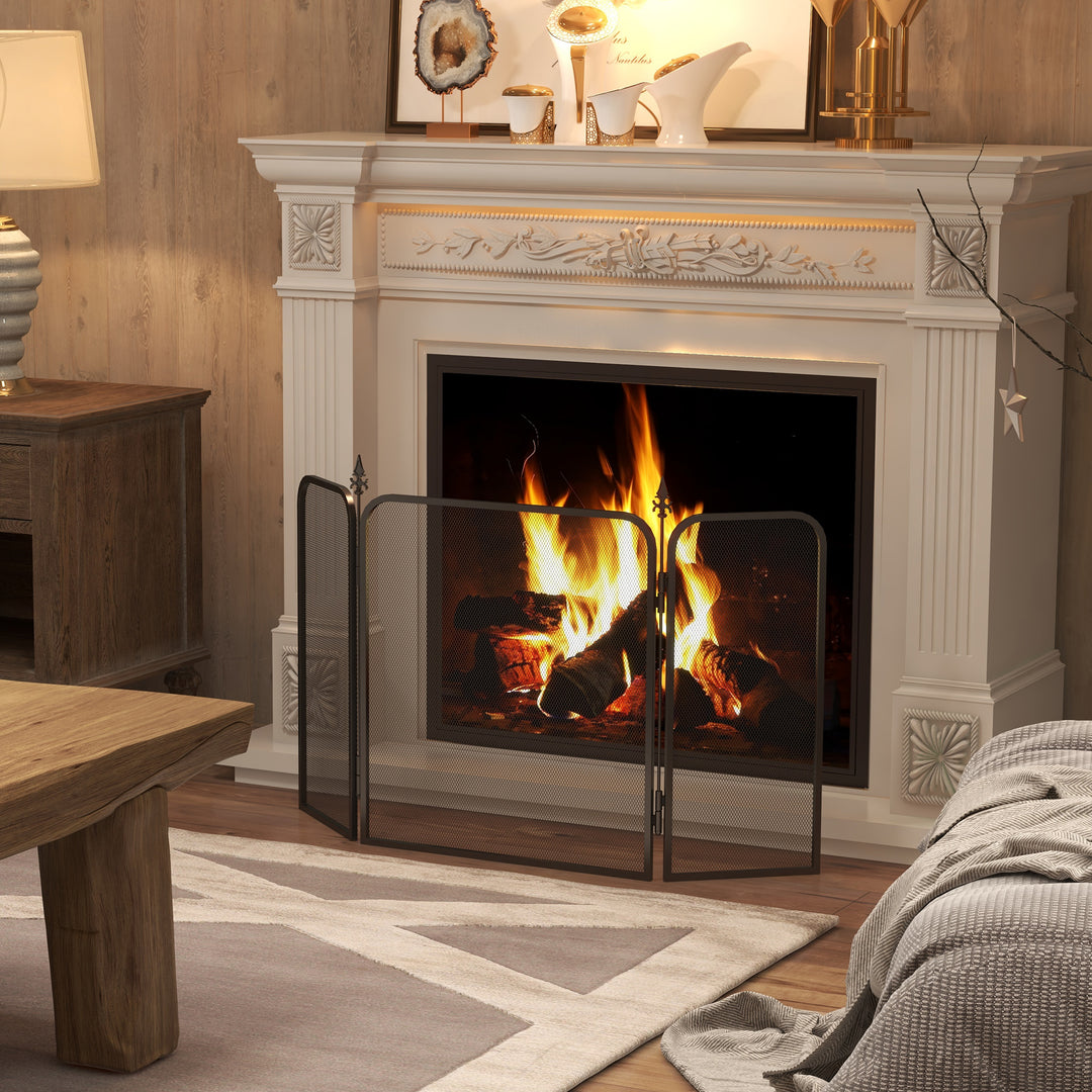 Sammenklappelig metalpejs gnistbeskyttelse, 96 x 1,3 x 56 cm, sort