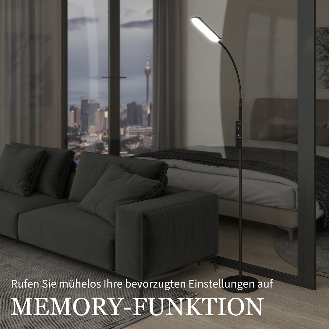 Led-gulvlampe, 5 tilstande, hukommelsesfunktion, justerbar lysstyrke, stål, sort
