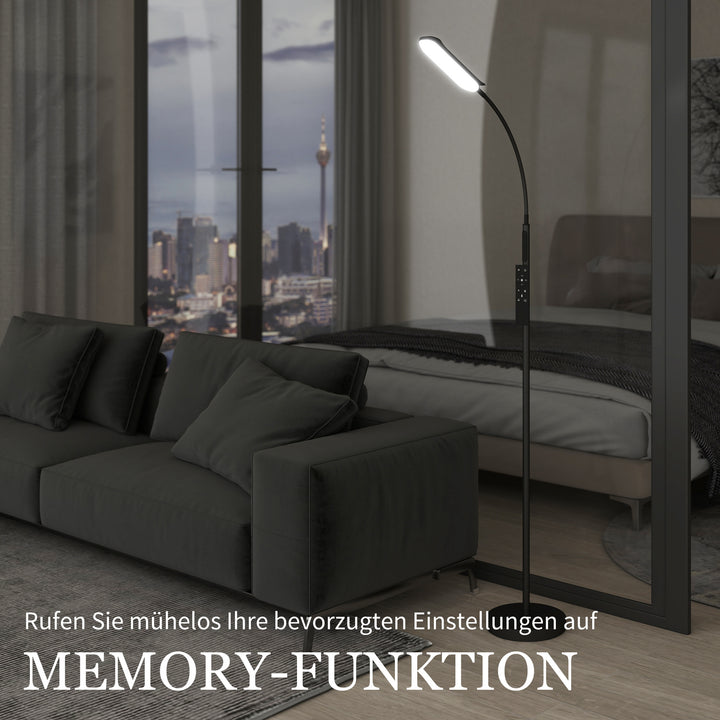 Led-gulvlampe, 5 tilstande, hukommelsesfunktion, justerbar lysstyrke, stål, sort