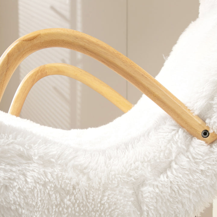 Gyngestol, justerbar nakkestøtte, blød polstring, 58x114x109 cm, hvid