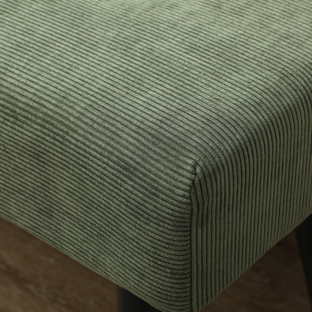 Polstret bænk med snorbetræk, sengebænk med metalben, skobænk 100 x 36 x 45 cm grøn