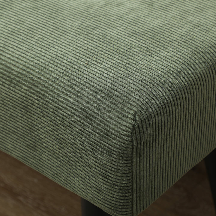 Polstret bænk med snorbetræk, sengebænk med metalben, skobænk 100 x 36 x 45 cm grøn