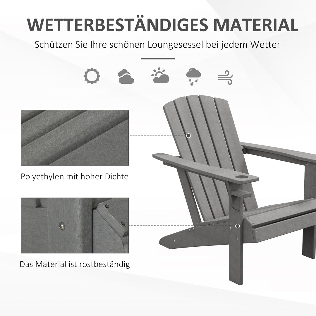Havestol, ergonomisk design, vejrbestandig, HDPE, grå, 75 x 87 x 90 cm