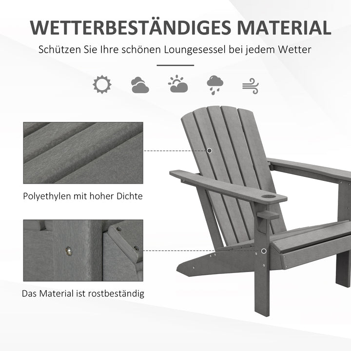 Havestol, ergonomisk design, vejrbestandig, HDPE, grå, 75 x 87 x 90 cm