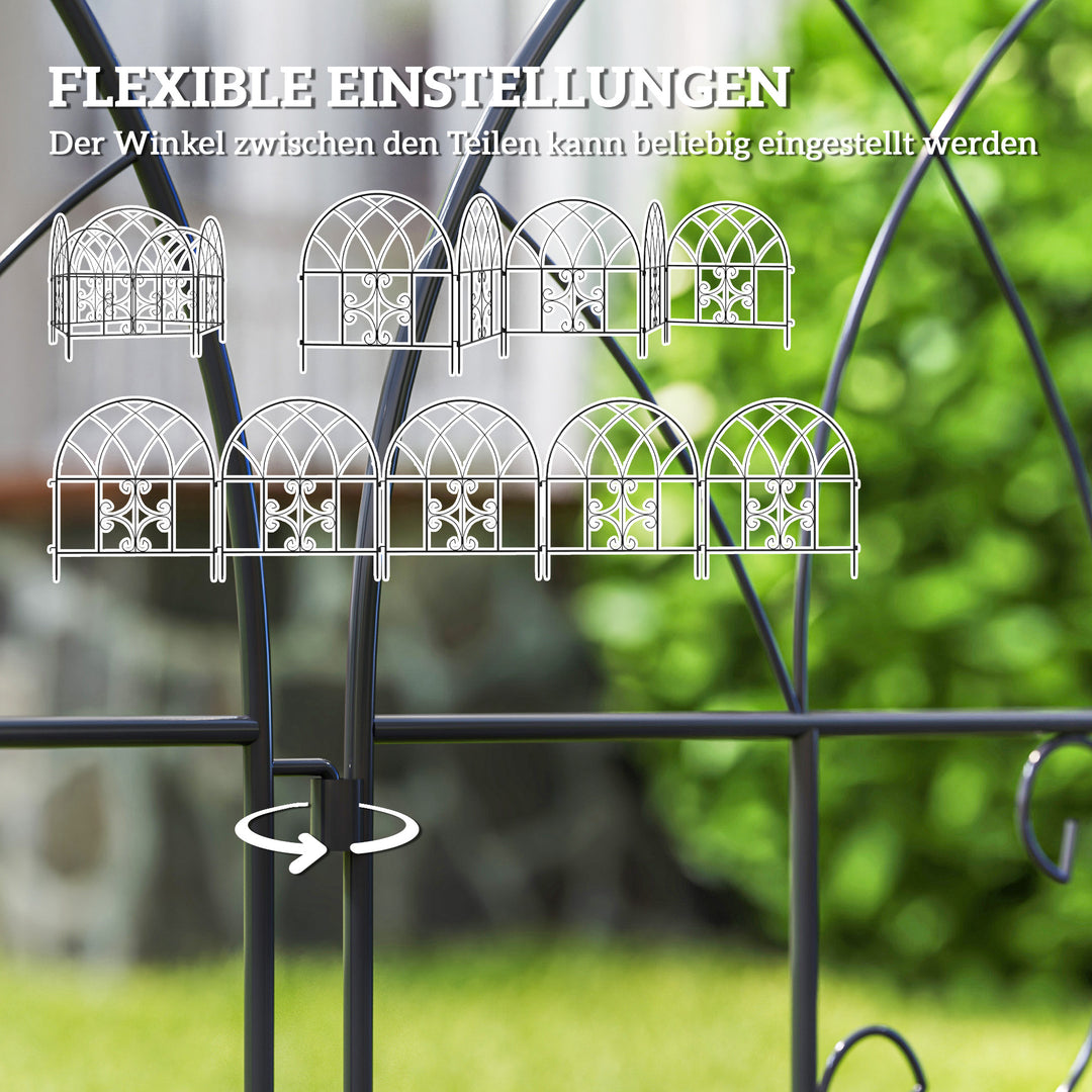 Havehegn stål 300 cm x 70 cm højt dekorativt gitterhegn sæt hegnselementer sort