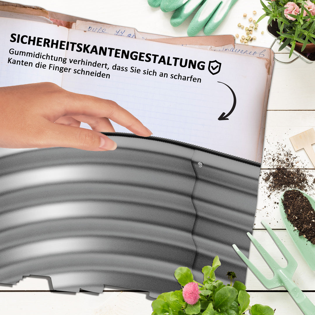 Højbed plantebed modulært højbed, vejrbestandigt, åbent gulv, 105 x 62 x 30 cm, sølv